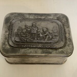 Vintage Pewter Trinket Box Container